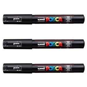 UNI-Ball POSCA Marker Pen PC-1M - schwarz - 3er Pack STIFTE - Bild 1 von 1