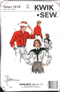 1618 Vintage Kwik Sew Schnittmuster Misses 1990s Western Style Button Front Top - Bild 1 von 2