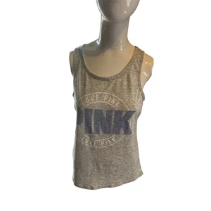 Pink Victoria’s Secret Active Top Logo Racerback Sz XS Sleeveless Gray - Picture 1 of 7