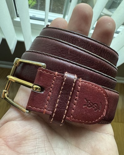 SAINT LAURENT (YSL) Cintura vintage Yves Saint Laurent YSL bordeaux marrone sella pelle uomo 38 95 uomo