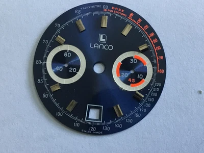 Nos vintage lanco chronograph navy blue watch dial approx 31mm - Image 1 of 4