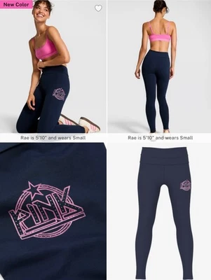 NEW XXL SHORT VS PINK NOIR NAVY WASH ROCKER COTTON FOLD OVER LEGGINGS - Image 1 of 4