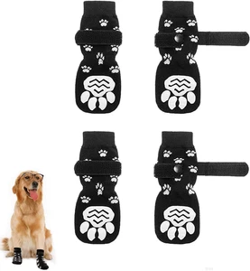 Hundesocken,2 Paar Verstellbare Hundekrallensocken Mit Niedlichem Pfotenmuster,R - Bild 1 von 7