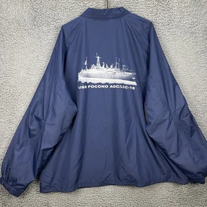 VTG USS Pocono AGC/LCC-16 Sport Tek 4XL Windbreaker Jacket Lined Blue White RARE - Picture 1 of 12