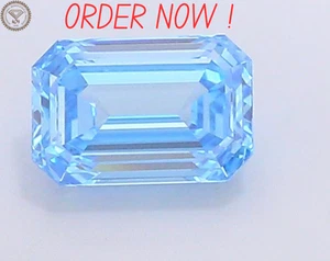 1.00 ct Emerald Cut IGI Diamond Engagement Ring Fancy Vivid Blue Color VS1 - Picture 1 of 12