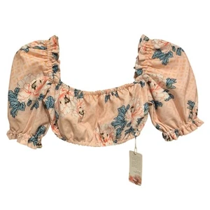 NWT Agua Bendita Zola Michelle Cropped Floral Off-The-Shoulder Top Size S - Picture 1 of 15