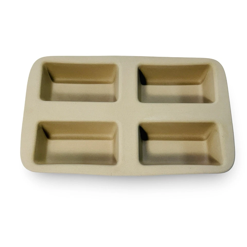 Pampered Chef Mini Loaf Pan Stoneware 4-Loaf Mold #1440 – Made in USA - New - Image 1 of 3