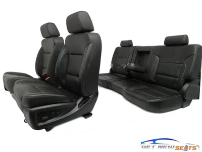 2014 - 2019 GM Sierra Silverado LTZ Seats, Front Rear Black Leather, Heat & Cool - Imagem 1 de 4