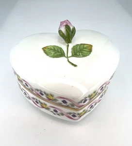 Berman & Anderson Heart Shaped Porcelain Rose Music Box Vintage 1979 Working - Picture 1 of 10