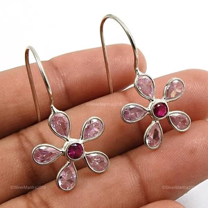 Naturale Zircone Cubico Gancio Natale Regalo Orecchini Pendenti 925 Argento - Foto 1 di 7