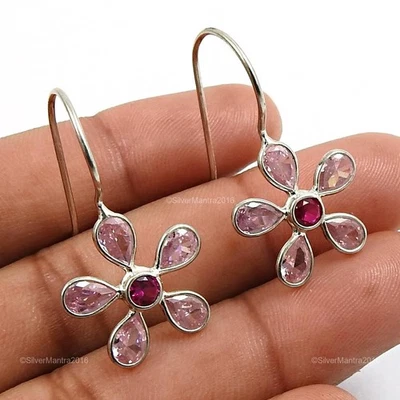 Naturale Zircone Cubico Gancio Fidanzamento Pendente Lunetta Moglie Orecchini - Immagine 1 di 4