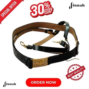 Cinturón de espada de cuero para oficiales de caballería de la Unión de la Guerra Civil de Estados Unidos con hebilla cuadrada de águila - Imagen 1 de 4