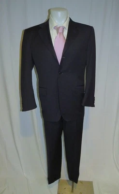 Canali Blue Label Vintage Navy Blue Striped Three Button Suit 40R - Image 1 of 4