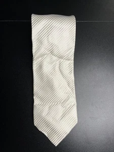 David Donahue Men’s Silk Tie white striped 59" - Picture 1 of 3