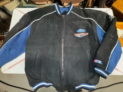 Jaqueta de couro vintage Ford Racing camurça masculina grande por Essex NASCAR *LEIA* B3 - Imagem 1 de 4