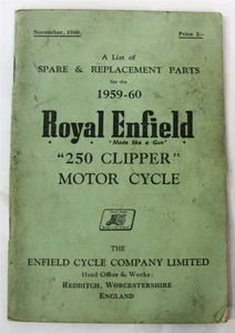 Royal Enfield 250 Clipper Motorrad illustrierte Teileliste 1960 #759/21/2M-1160 - Bild 1 von 6