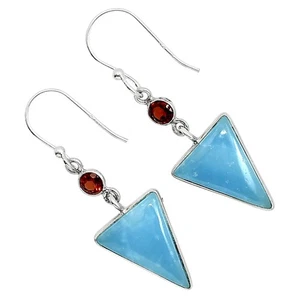 Pendientes Smithsonita Natural y Granate Plata de Ley 925 Joyería E-1002 - Imagen 1 de 5