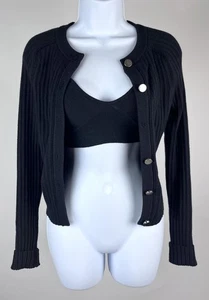 Damen Ramy Brook schwarz Rippstrick Knopf 2 Stück Cardigan Pullover Gr. XS - Bild 1 von 9