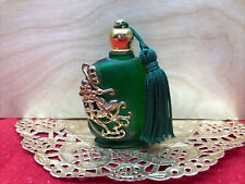 MADE IN TAIWAN MINI FROSTED GREEN PERFUME BOTTLE GOLD FILIGREE GRAPES LEAVES
