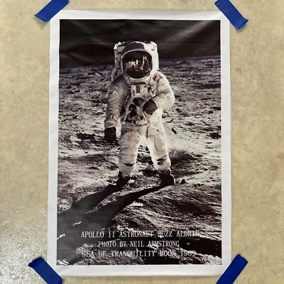Apollo 11 Astronaut Moon 1969 Buzz Aldrin Poster Print ✅ Canvas Wall Art 12x18 - Image 1 of 4