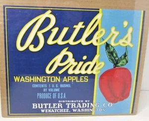 Vtg Decorative Advertising Crate Box Label Butlers Pride Washington Apples  FC5 - Picture 1 of 4