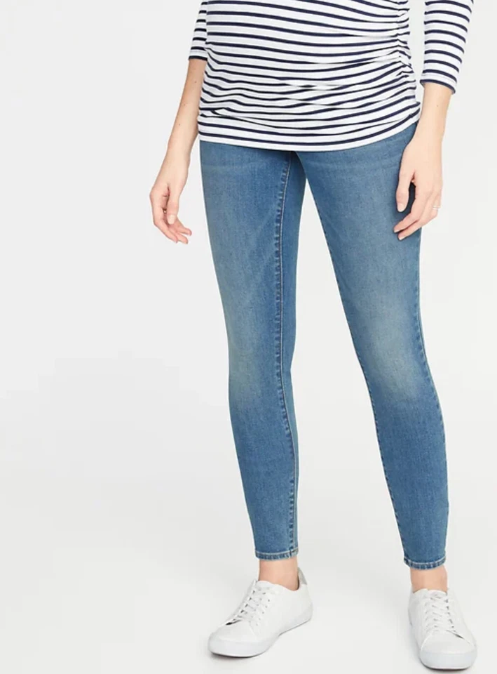 Old Navy Maternity Full-Panel Medium Wash Skinny-Leg Jeans Size 10 Short or 16 - Image 1 of 1