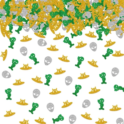 100 Piezas Confeti Alienígena, Plata Brillo Espacio Exterior Mesa Confeti para Baby Shower Foto 1 de 4