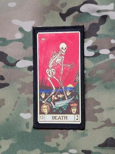 Parche de gancho trasero de la carta de la muerte de 3x6" tamaño jumbo para portador de placas de armadura corporal - Imagen 1 de 2