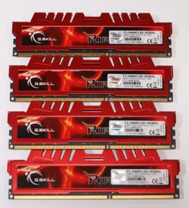Lot 4x 8GB (32GB) G.Skill RipjawsX F3-10666CL9D-16GBXL PC3-10666 DIMM RAM - Picture 1 of 2