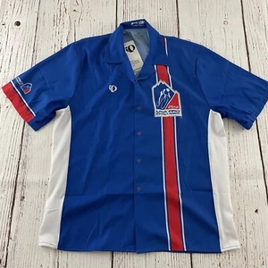 NEW Pearl Izumi Custom Short Sleeve Mechanics Button Front Shirt Men's L Blue - Picture 1 of 6