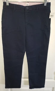 GIRLS NEW NWT GAP 14 regular DARK BLUE SCHOOL UNIFORM PANTS adjustable waist tab - Picture 1 of 2