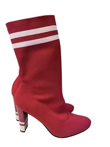 Sam Edelman Joy Knit Fabric Red Striped Heeled Boots Women's size 9 - Picture 1 of 9