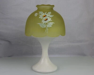 Vintage Westmoreland Fairy Frosted Yellow Glass Candle Holder Lamp - Image 1 of 4