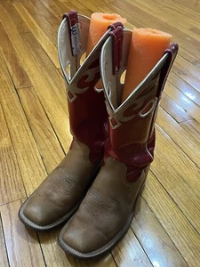 Anderson Bean Boots Tan w/Red Patent Leather Uppers Women's 7.5B - Picture 1 of 20
