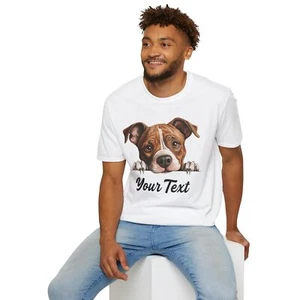 American Staffordshire Terrier Dog T Shirt Custom Text | Add Name or Message - Picture 1 of 13