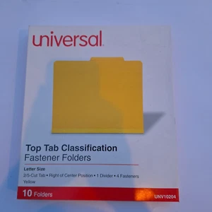 10 Count Yellow Classification Folders Letter Size 1 Divider 2/5 Cut Top Tab - Picture 1 of 2