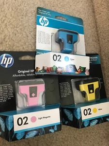 3er Pack Neu Versiegelt HP 02 Tinte C8771WN C8773WN C8775WN Gelb Cyan Hell Magenta - Bild 1 von 1