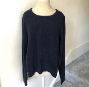 ELIZABETH AND JAMES Navy Blue Looped Wool Cashmere Blair Side Tie Sweater EUC M - Picture 1 of 12