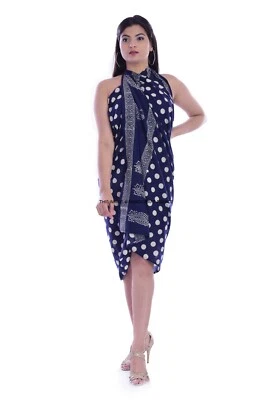 Beach Wrap Sarong Cover Block Print Light Weigh Cotton Pareo Women Large Scarf - Image 1 of 4