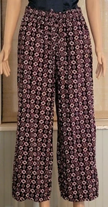 Crown & Ivy Geometric Design Coral & Black Pull on Pants w/Drawstring Size M - Picture 1 of 11