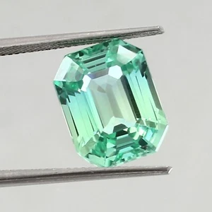 AAA Natural Ceylon Blue Green Parti Sapphire Loose Emerald Cut Gemstone 11.80 Ct - Picture 1 of 6
