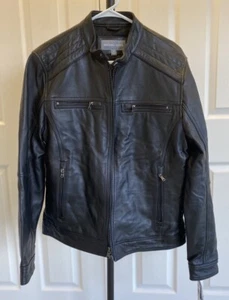 Veste manteau moto cuir perforé homme Michael Kors neuve avec étiquette - Taille M - PDSF 595 $ - Photo 1/7