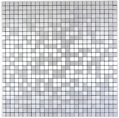 MOSAIK-NETZWERK Mosaico alluminio spazzolato argento autoadesivo bagno parete piastrelle specchio WB200-L5S
