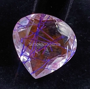 72 Ct Bi Color Rutilated Quartz Pear Cut EGL Certified Gemstone 35x28mm 4AUN - Picture 1 of 6