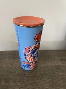16oz Starbucks Cold Brew Stainless Steel Poppy Travel Mug w/ Peach Lid. - Picture 1 of 8