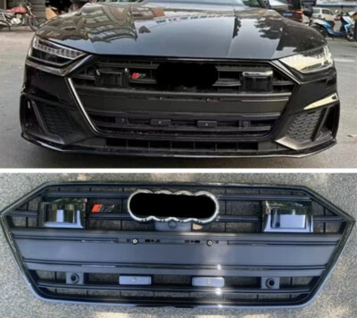 S7 Style For Audi A7 S7 2019-2022 Front Bumper Black Radiator Grille Grill+ACC - Image 1 of 4