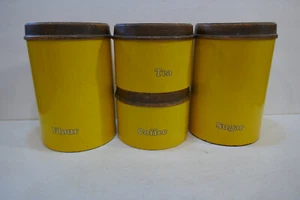 Cheinco Woodbury Tin Melanine Cannisters Set of 4 Bright Yellow in Color - Picture 1 of 7