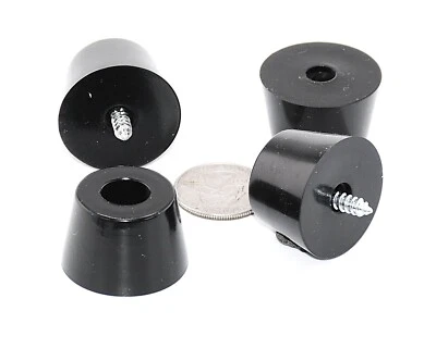 3/4" Height x  1  1/4" OD Rubber Feet for Amps & Speakers + Mounting Screws - Image 1 of 4