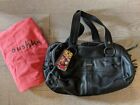 Oushka Black Leather Bowling Bag Satchel Handbag
