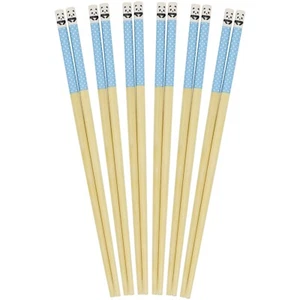 BambooMN Premium Reusable Bamboo Chopsticks, Polka Dot Panda, 9.5 inch - 6 Pairs - Picture 1 of 42